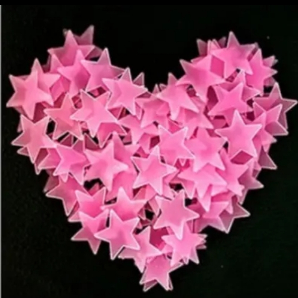 100 🩷 Glow in the Dark Stars 🌟Luminous Fluorescent Wall & Ceiling Stickers NIB